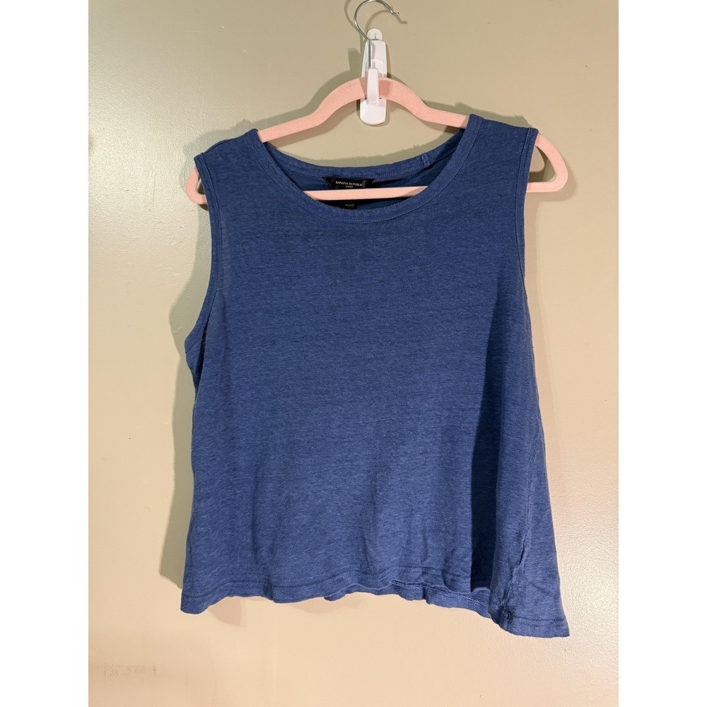 Banana Republic Tank Womens M Blue Linen Breathable Lightweight Relaxed Casual